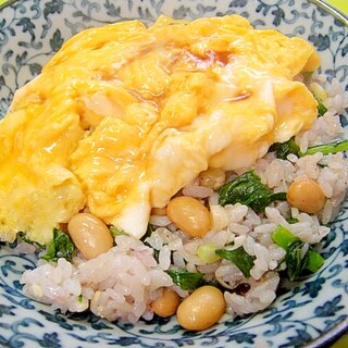 かぶの葉と大豆の和風雑穀オムライス